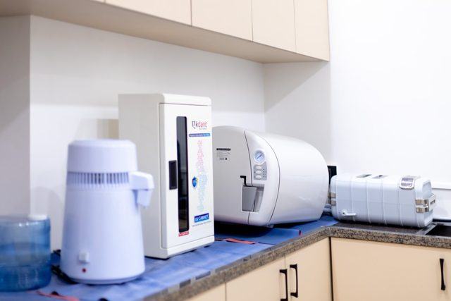 Equipment worktop used for instrument preparation at the clinic