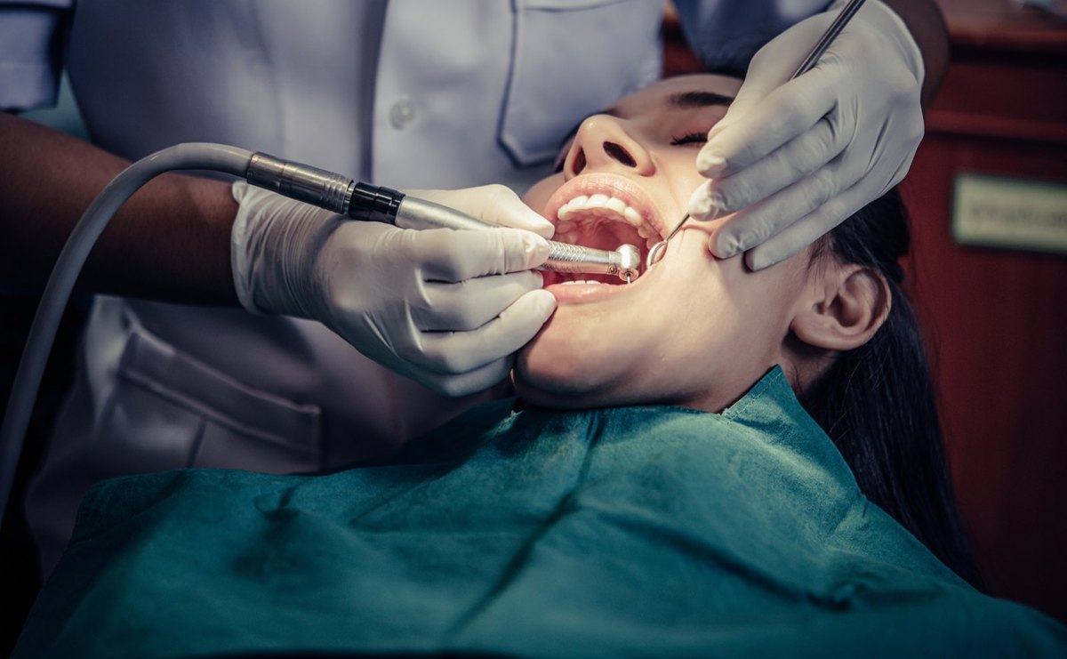 A patient receiving dental treatment